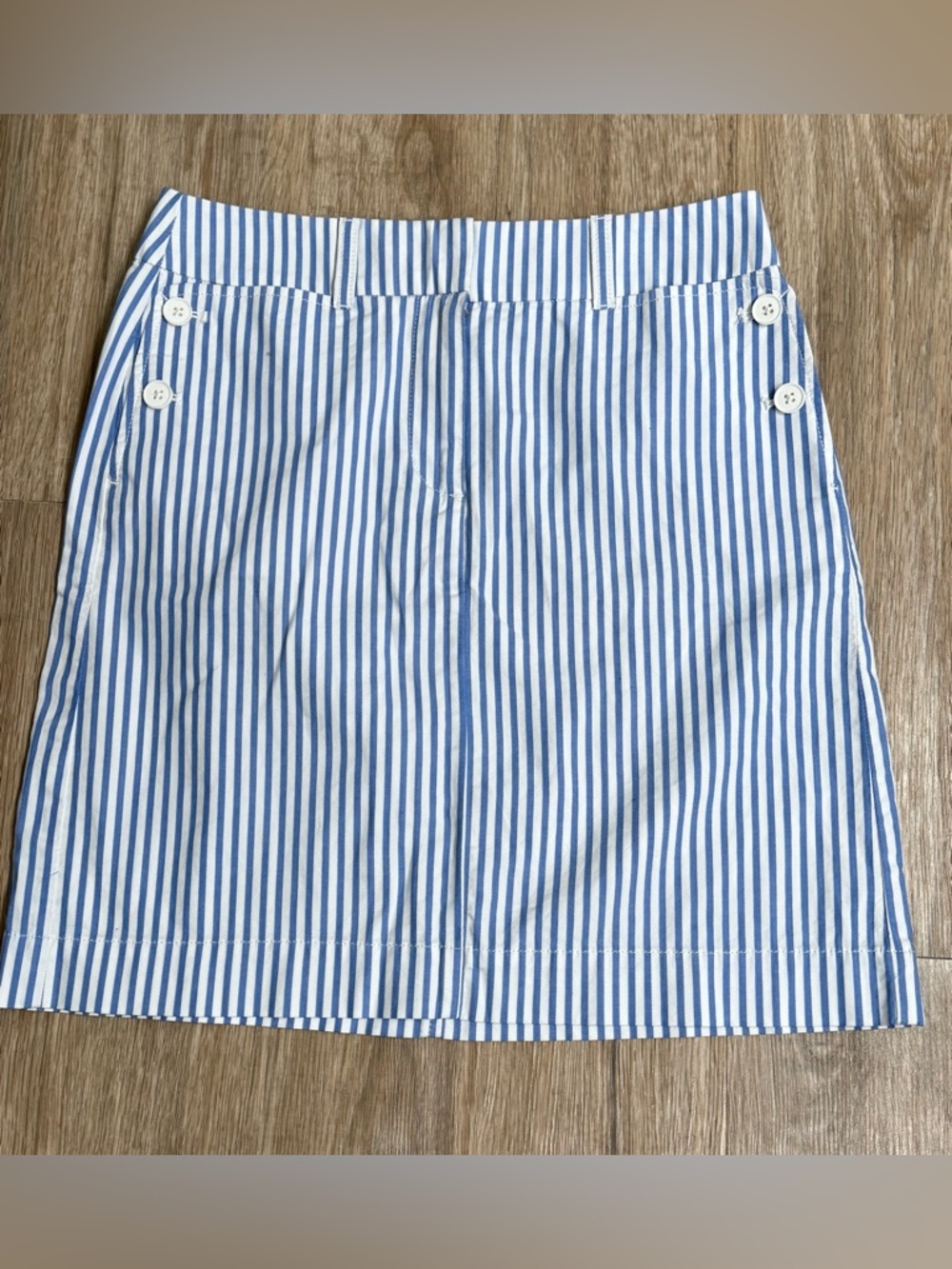 Talbots Blue Striped Nautical Cotton A-Line Skirt Size 4 (30” W) 19.5L NWOT